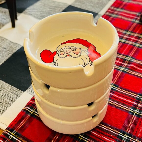 4 Vintage Christmas stackable ashtrays - Picture 5 of 10